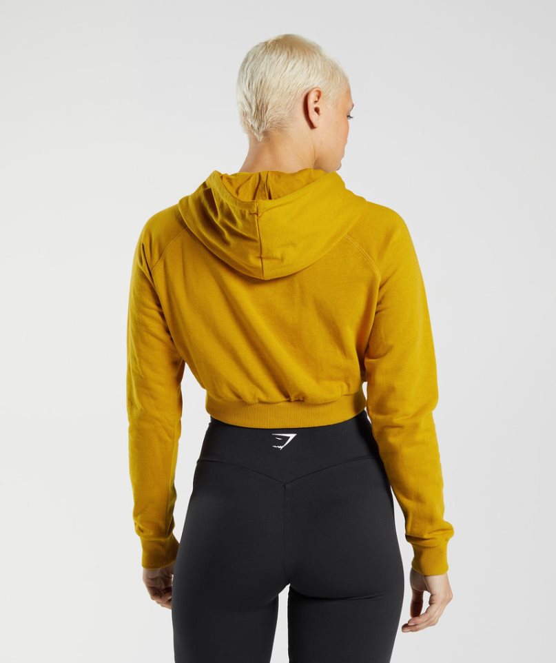 Women's Gymshark Training Cropped Hoodie Yellow | NZ 7IVRMT